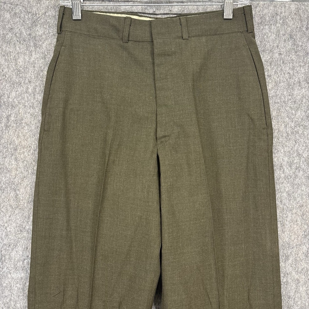 Vintage Army Trousers Wool Tropical Green Men's‎ 28X29 Poly Wool Vietnam Era USA - Picture 2 of 14